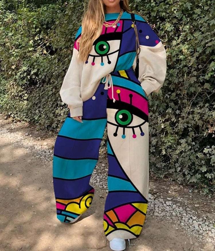 Moderns un ikdienas sporta komplekts sievietēm, jaunums 2023. gada rudenī, brīvs un ērts sporta krekls un sporta bikses, divdaļīgs komplekts