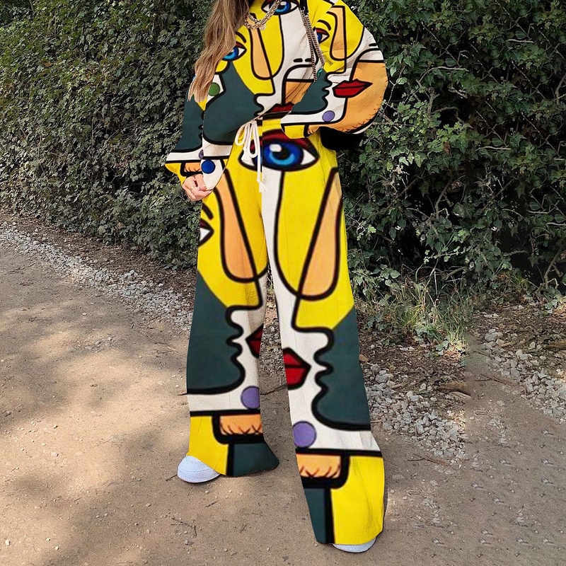 Moderns un ikdienas sporta komplekts sievietēm, jaunums 2023. gada rudenī, brīvs un ērts sporta krekls un sporta bikses, divdaļīgs komplekts