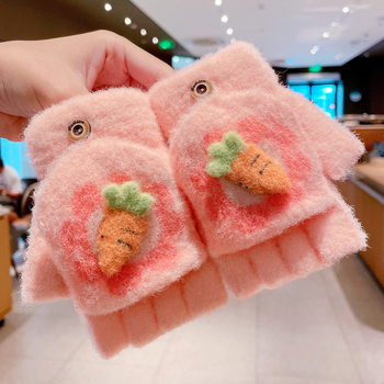 Gyermek meleg kesztyű fedéllel, félujjas, téli hideg elleni védelemmel, vastagított ötujjas kesztyű rajzfilmfigurákkal, diákoknak írásra alkalmas, utcai árusoknak és nagykereskedelemnek is alkalmas.