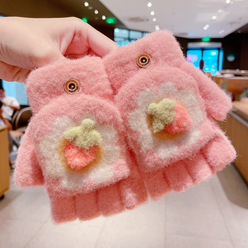 Gyermek meleg kesztyű fedéllel, félujjas, téli hideg elleni védelemmel, vastagított ötujjas kesztyű rajzfilmfigurákkal, diákoknak írásra alkalmas, utcai árusoknak és nagykereskedelemnek is alkalmas.