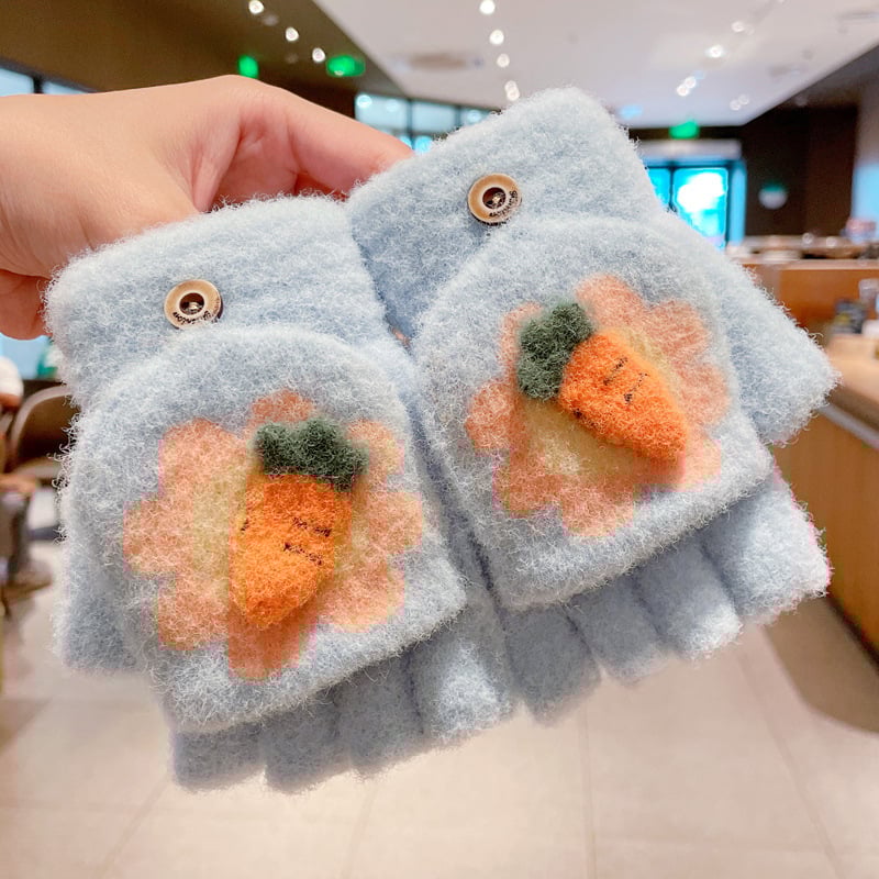 Gyermek meleg kesztyű fedéllel, félujjas, téli hideg elleni védelemmel, vastagított ötujjas kesztyű rajzfilmfigurákkal, diákoknak írásra alkalmas, utcai árusoknak és nagykereskedelemnek is alkalmas.