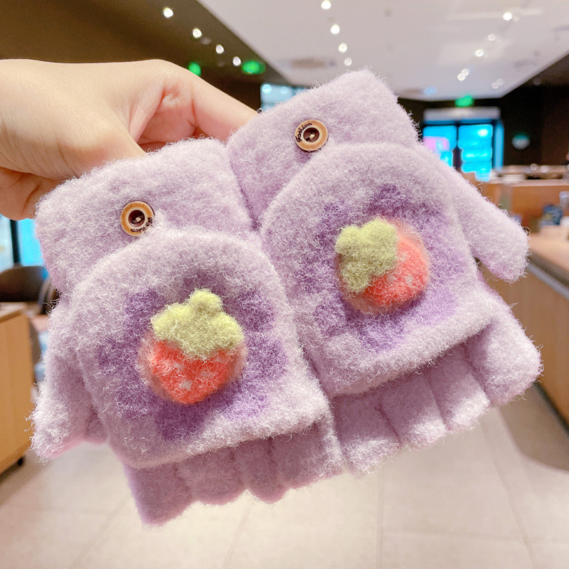 Gyermek meleg kesztyű fedéllel, félujjas, téli hideg elleni védelemmel, vastagított ötujjas kesztyű rajzfilmfigurákkal, diákoknak írásra alkalmas, utcai árusoknak és nagykereskedelemnek is alkalmas.