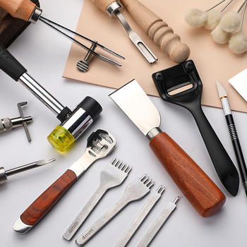 Инструменти за кожа, кръгло шило, перфоратор за кожа, комплект за ръчно шиене на кожа, инструмент за кръгъл перфоратор за кожа