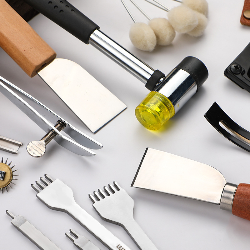 Инструменти за кожа, кръгло шило, перфоратор за кожа, комплект за ръчно шиене на кожа, инструмент за кръгъл перфоратор за кожа