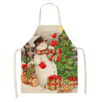 Розова коледна престилка с елени и Дядо Коледа, престилка за празнична атмосфера, почистване на дома, покривало за талия, устойчиво на петна