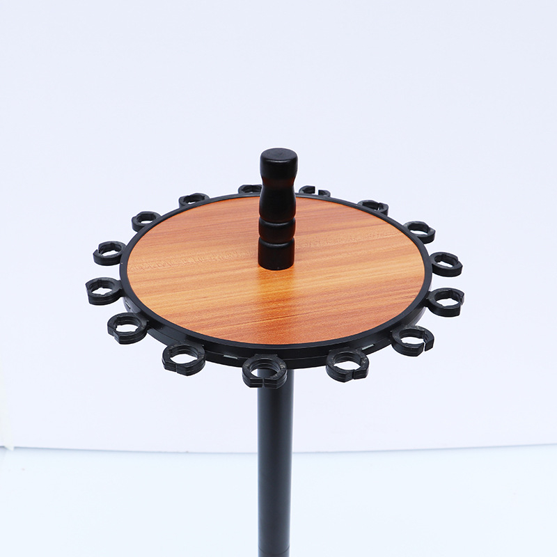 Нова стойка за риболовни въдици, 15 въдици, малка кръгла чиния, цвят дъб, преносима стойка за външна демонстрация, стойка за съхранение на риболовни въдици на едро.