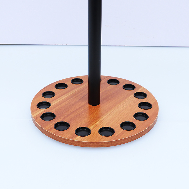 Нова стойка за риболовни въдици, 15 въдици, малка кръгла чиния, цвят дъб, преносима стойка за външна демонстрация, стойка за съхранение на риболовни въдици на едро.