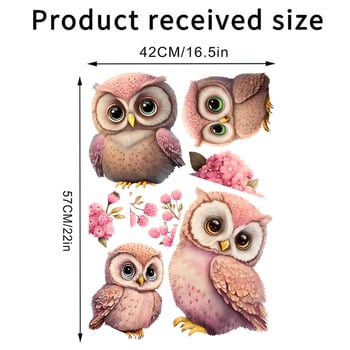 Autocolant de perete autoadeziv transfrontalier nou cu bufniță florală roz pentru Ziua Îndrăgostiților, pentru decorarea camerei de zi, dormitorului și a camerei copiilor KSA-72