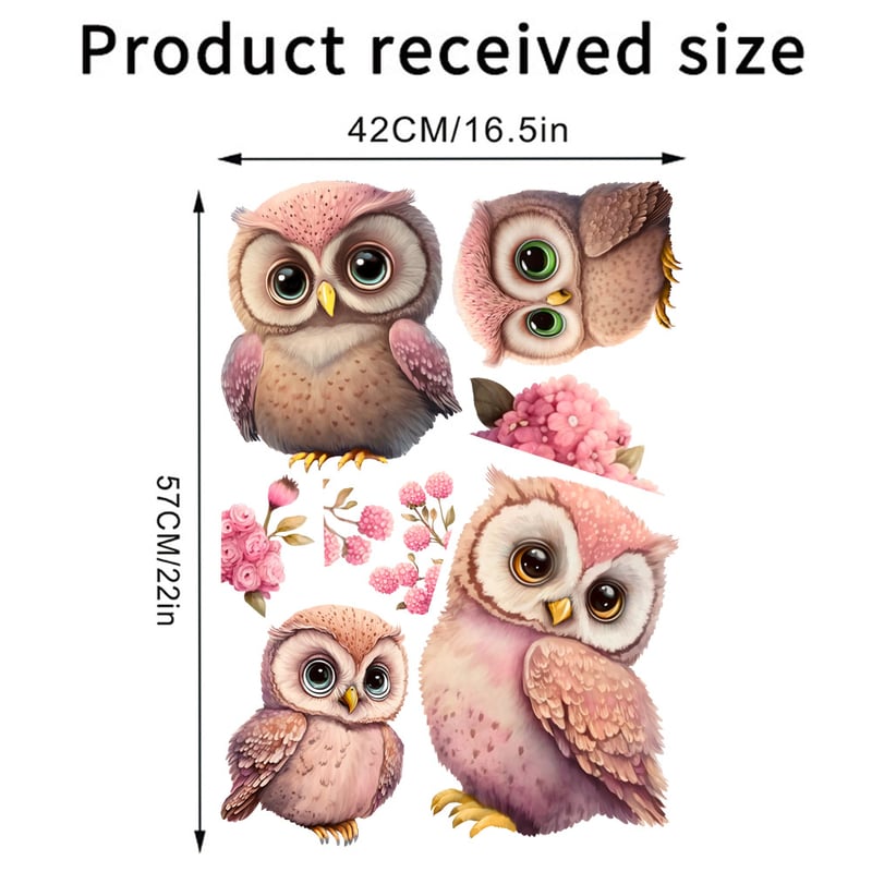 Autocolant de perete autoadeziv transfrontalier nou cu bufniță florală roz pentru Ziua Îndrăgostiților, pentru decorarea camerei de zi, dormitorului și a camerei copiilor KSA-72