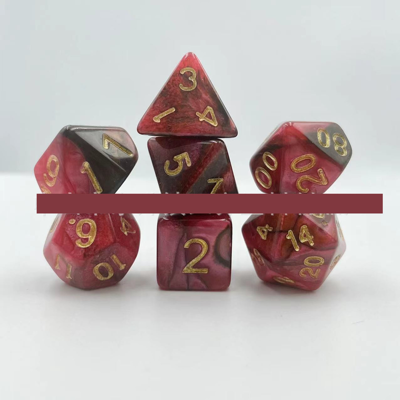 Vegyes három- és kétszínű dobókockák közvetlen gyári szállítása DND társasjátékhoz, 7 darabos csomag, 4-20 fazettás, többoldalú akril dobókocka futójátékhoz.