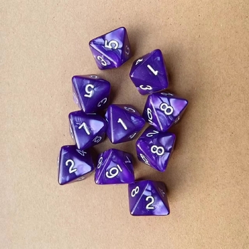 8 oldalú, többoldalú dobókocka gyöngy és márvány motívummal, Xiyin határokon átnyúló apró játék kiegészítők, 10 darabos készlet