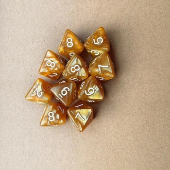 8 oldalú, többoldalú dobókocka gyöngy és márvány motívummal, Xiyin határokon átnyúló apró játék kiegészítők, 10 darabos készlet