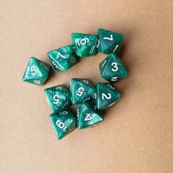 8 oldalú, többoldalú dobókocka gyöngy és márvány motívummal, Xiyin határokon átnyúló apró játék kiegészítők, 10 darabos készlet