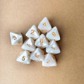 8 oldalú, többoldalú dobókocka gyöngy és márvány motívummal, Xiyin határokon átnyúló apró játék kiegészítők, 10 darabos készlet