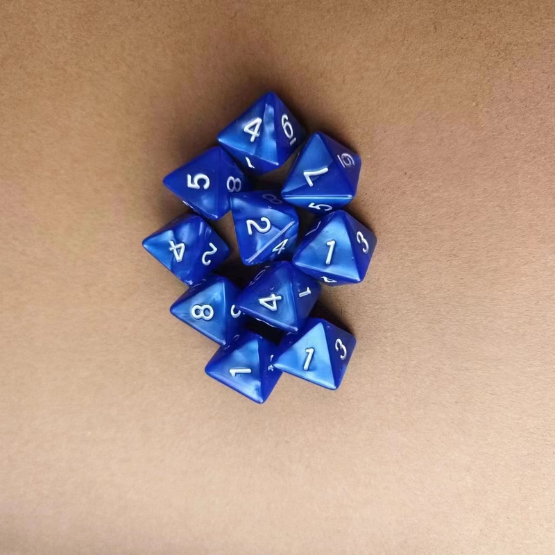 8 oldalú, többoldalú dobókocka gyöngy és márvány motívummal, Xiyin határokon átnyúló apró játék kiegészítők, 10 darabos készlet