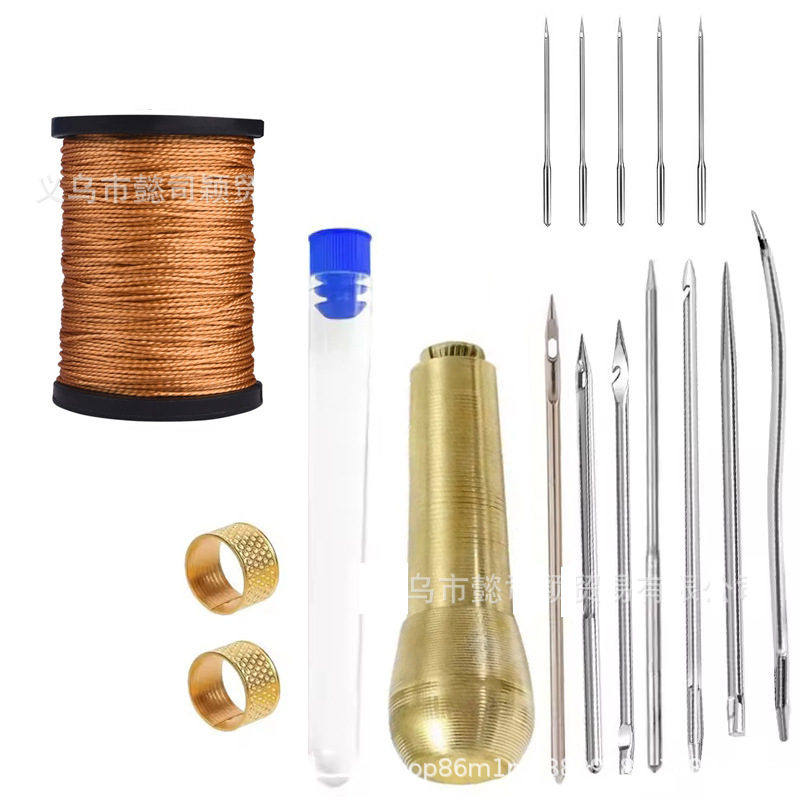 Bőr varrókészlet, cserélhető, többfunkciós cipőjavító készlet, lyukasztó tű, nejlon cérna