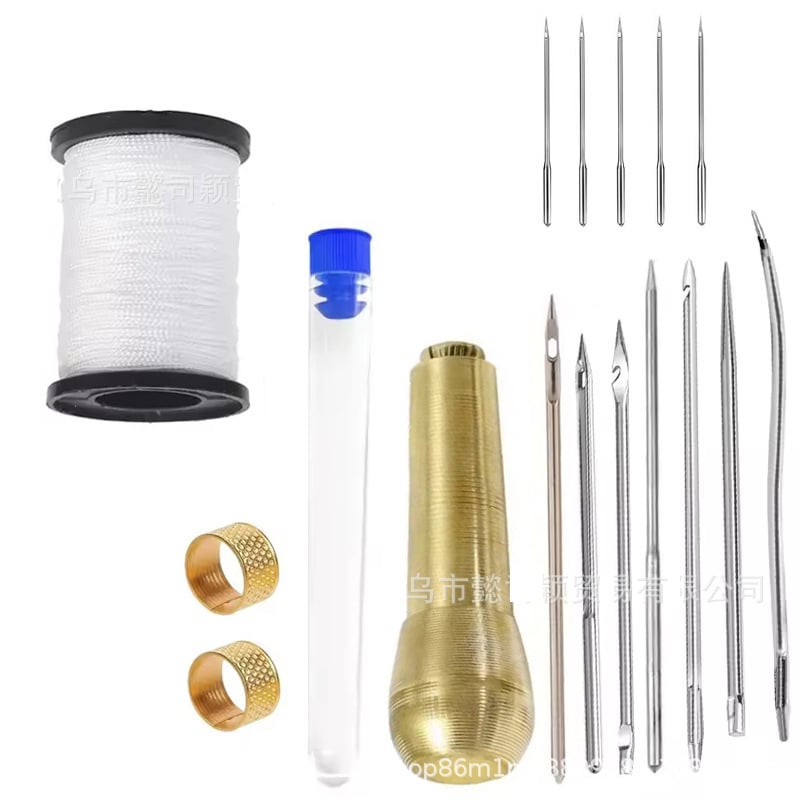 Σετ ραπτικής για δέρμα, αντικαταστάσιμο κιτ επισκευής παπουτσιών πολλαπλών λειτουργιών, βελόνα τρυπητήρα, νάιλον νήμα