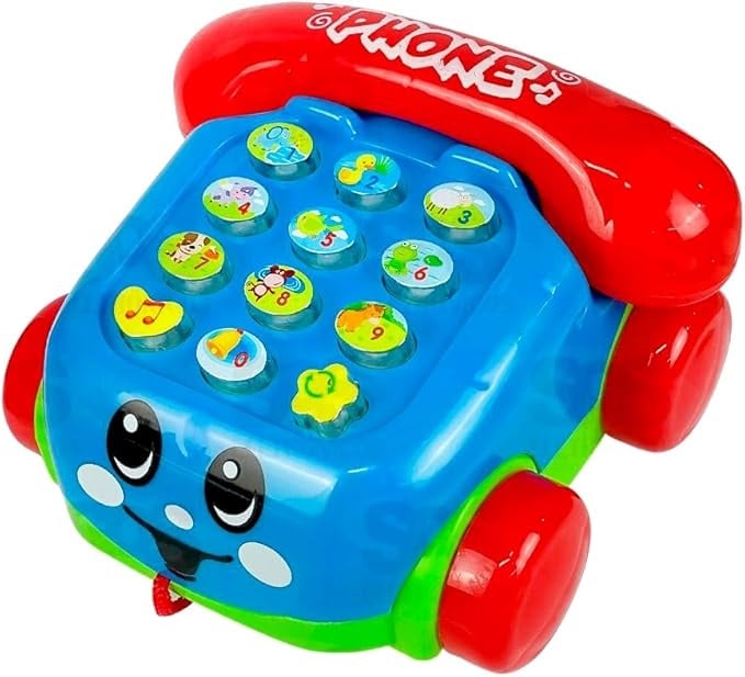 Играчка Телефон, Звук, Светлини, За дърпане, Пластмасов, 16х16х11 см