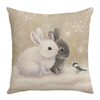 Jastučnica s božićnim printom sobova, poliester, moderna minimalistička blagdanska ukrasna jastučnica, jastuk za dnevni boravak i spavaću sobu, veleprodaja.