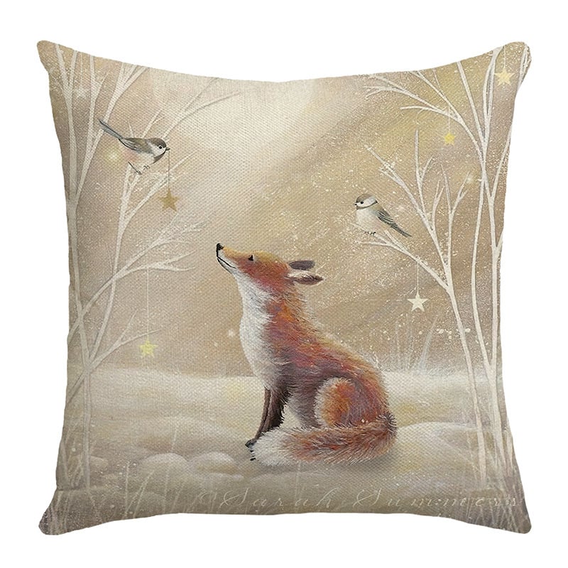 Jastučnica s božićnim printom sobova, poliester, moderna minimalistička blagdanska ukrasna jastučnica, jastuk za dnevni boravak i spavaću sobu, veleprodaja.