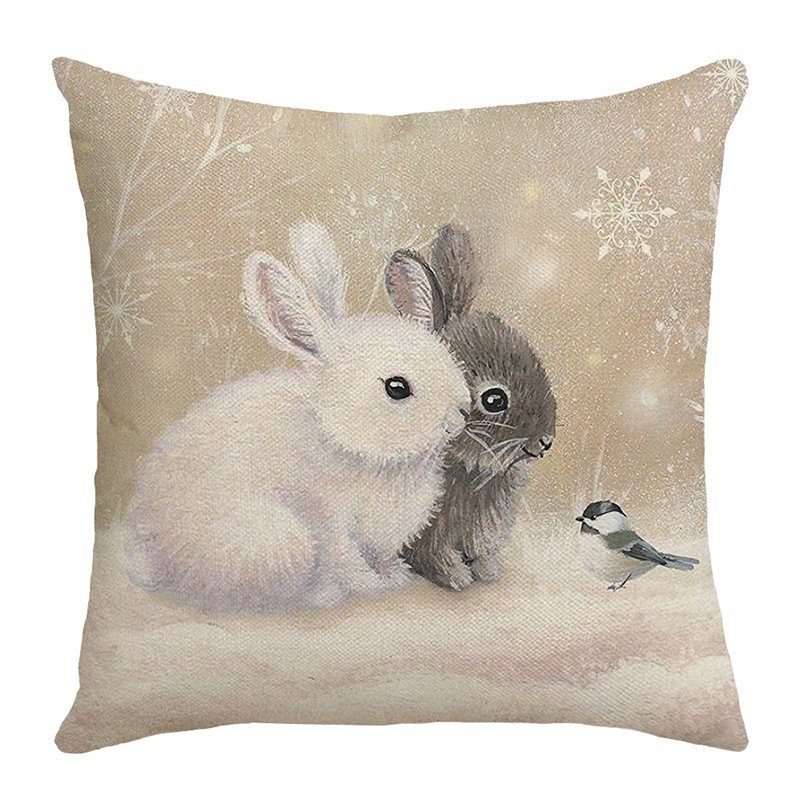 Jastučnica s božićnim printom sobova, poliester, moderna minimalistička blagdanska ukrasna jastučnica, jastuk za dnevni boravak i spavaću sobu, veleprodaja.