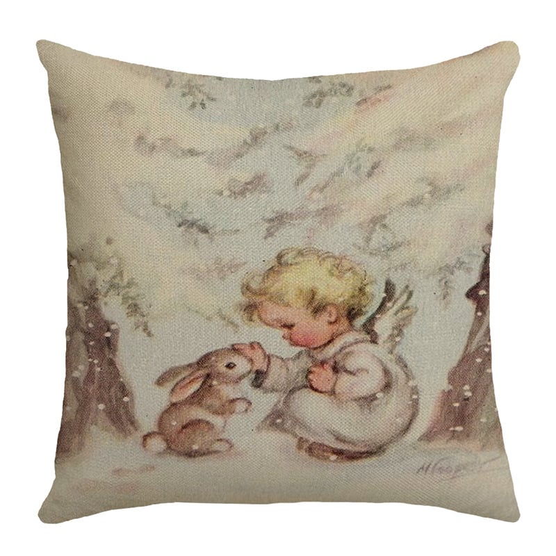 Jastučnica s božićnim printom sobova, poliester, moderna minimalistička blagdanska ukrasna jastučnica, jastuk za dnevni boravak i spavaću sobu, veleprodaja.