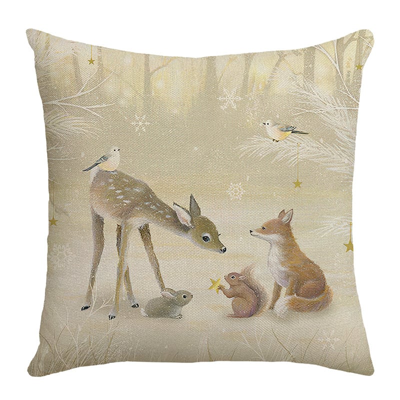 Jastučnica s božićnim printom sobova, poliester, moderna minimalistička blagdanska ukrasna jastučnica, jastuk za dnevni boravak i spavaću sobu, veleprodaja.