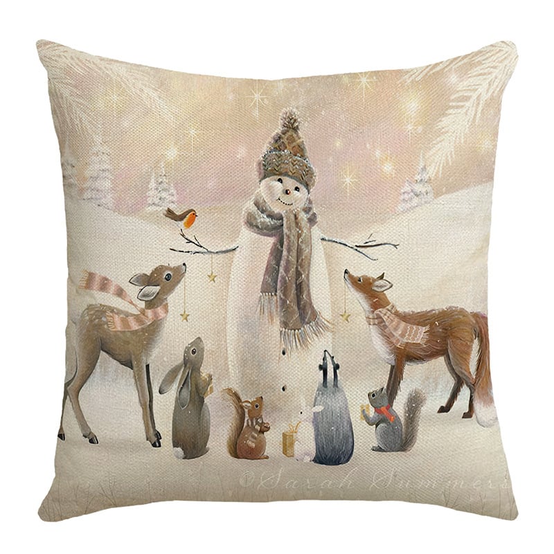 Jastučnica s božićnim printom sobova, poliester, moderna minimalistička blagdanska ukrasna jastučnica, jastuk za dnevni boravak i spavaću sobu, veleprodaja.