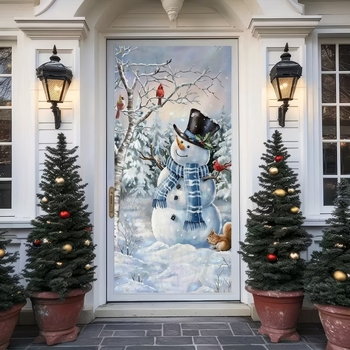 2025 Нова 3D Коледна Декорация за Врата за Завеса Фон Плат Трансграничен Дядо Коледа Калъф за Врата Рамка Висящ Плат