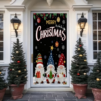 2025 Нова 3D Коледна Декорация за Врата за Завеса Фон Плат Трансграничен Дядо Коледа Калъф за Врата Рамка Висящ Плат