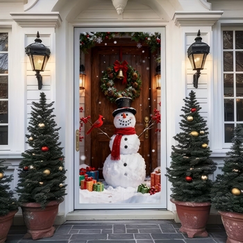 2025 Нова 3D Коледна Декорация за Врата за Завеса Фон Плат Трансграничен Дядо Коледа Калъф за Врата Рамка Висящ Плат