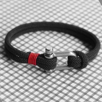 Új U alakú rozsdamentes acél csat, titán acél, gyorszáras csavaros csat, milánói cérna, piros kézikötél, uniszex karkötő pároknak