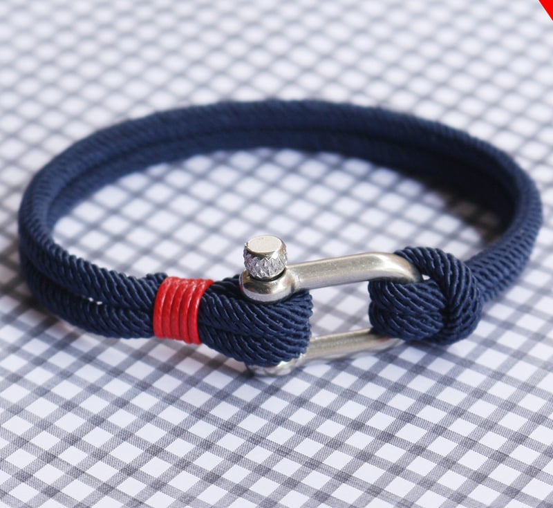 Új U alakú rozsdamentes acél csat, titán acél, gyorszáras csavaros csat, milánói cérna, piros kézikötél, uniszex karkötő pároknak