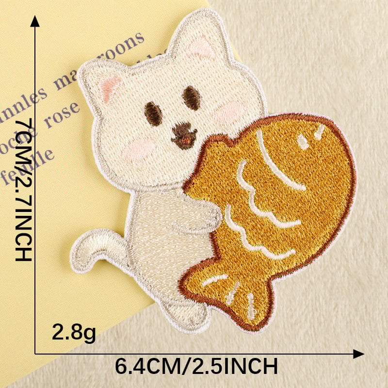 Novi vezeni našitak s crtanom mačkom, ukrasni dodaci, samoljepljivi našitak, modni dodaci, platneni našitak