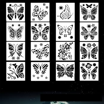 Novi predložak za novine s ručno nacrtanim paunovima i svrakama, univerzalni predložak 15x15 cm za učenike osnovne škole, set predložaka za rezanje