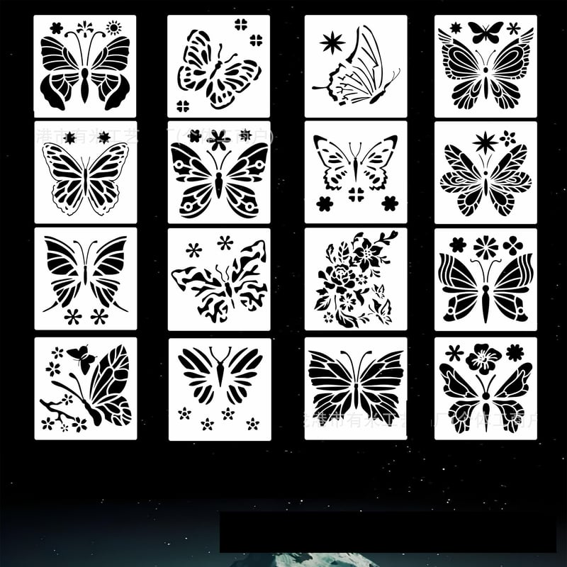 Novi predložak za novine s ručno nacrtanim paunovima i svrakama, univerzalni predložak 15x15 cm za učenike osnovne škole, set predložaka za rezanje