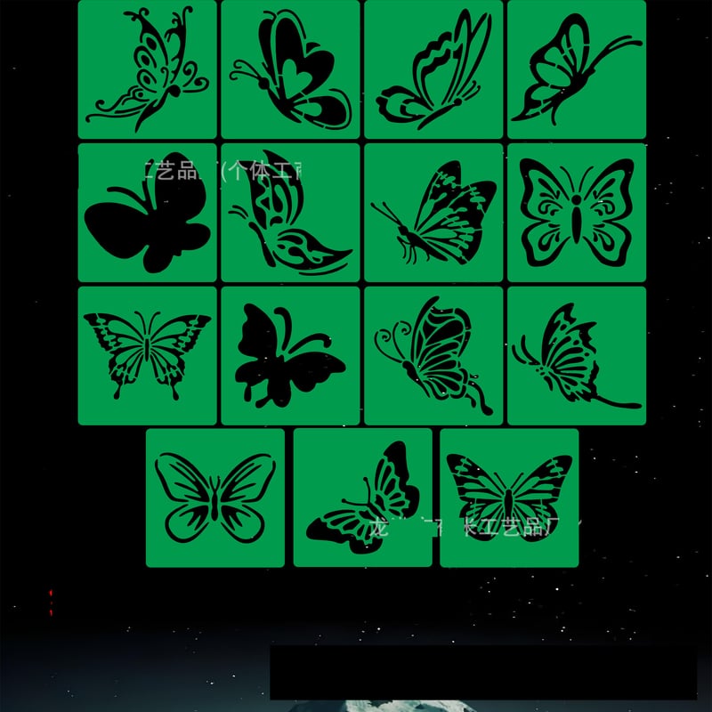 Novi predložak za novine s ručno nacrtanim paunovima i svrakama, univerzalni predložak 15x15 cm za učenike osnovne škole, set predložaka za rezanje