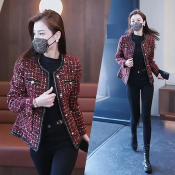 Nový jarný/jesenný vlnený kabát v štýle Chanel pre ženy s nadváhou - štýlový, luxusný, zoštíhľujúci a mladistvý