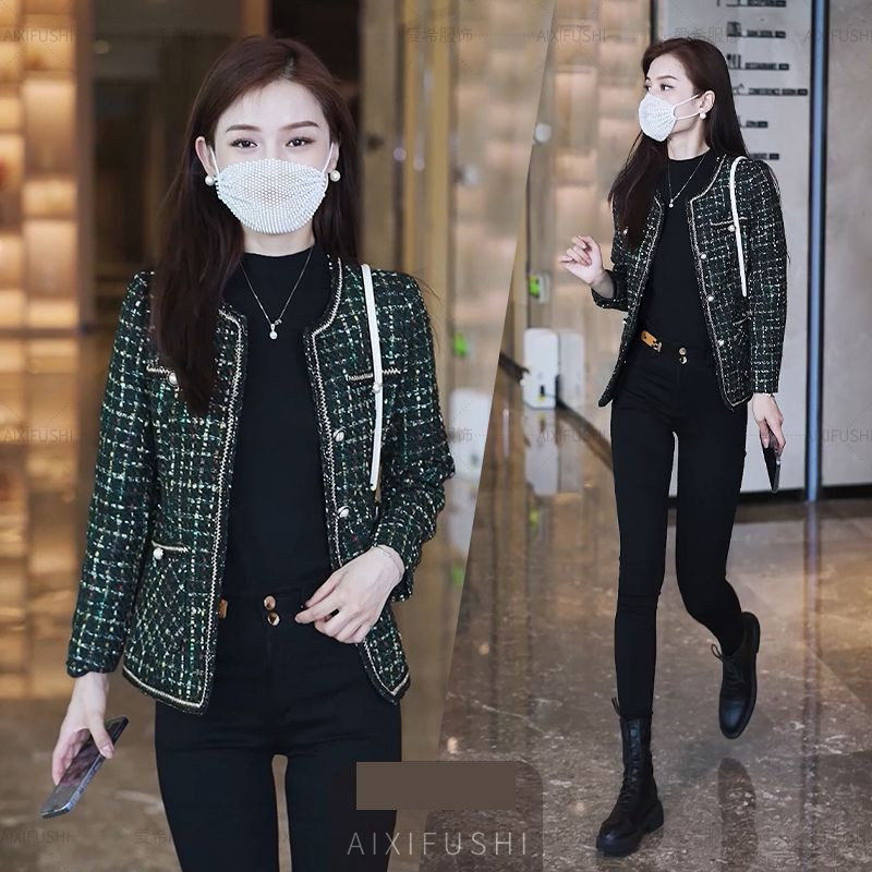 Nový jarný/jesenný vlnený kabát v štýle Chanel pre ženy s nadváhou - štýlový, luxusný, zoštíhľujúci a mladistvý