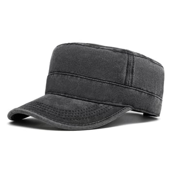 Vīriešu pavasara un rudens tīras kokvilnas beisbola cepure, Eiropas un Amerikas āra saules cepure. Plakanā augšdaļa.