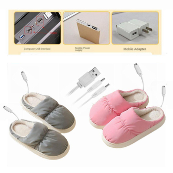 Šiltos elektrinės šlepetės žiemai per sieną, elektrinės šildomos šlepetės su USB jungtimi biurui ir namams, šildomos šlepetės