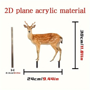 Dvimačiai plokšti akriliniai elnių sodo kuolai, kalėdinės dekoracijos, imituojami mažų gyvūnų kiemo ženklai.
