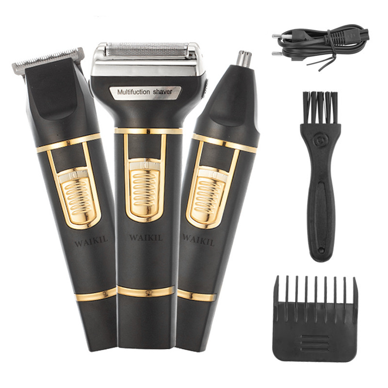 3 viename daugiafunkcis skustuvas su nuimama ir plaunama galvute, nosies kirpimo mašinėle, plaunama plaukų kirpimo mašinėle, atsparus vandeniui IPX7
