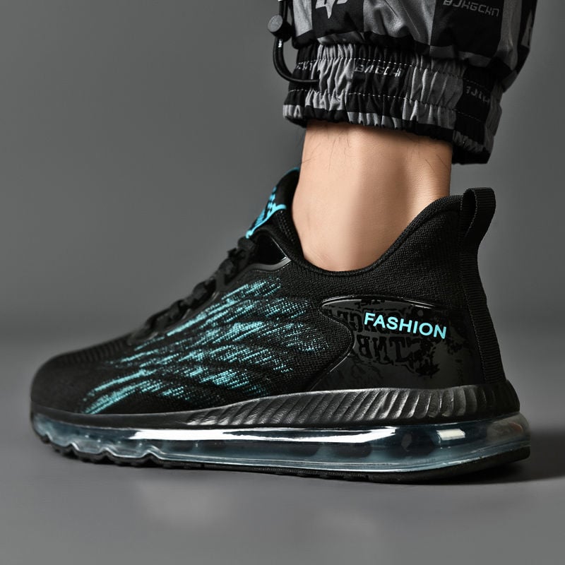 Vyriški sportiniai bateliai su viso ilgio oro pagalve smūgiams amortizuoti, lengvi vasariniai laisvalaikio bateliai su tinkliniu viršutiniu audiniu, kvėpuojantys sportbačiai, madingi korėjietiško stiliaus.