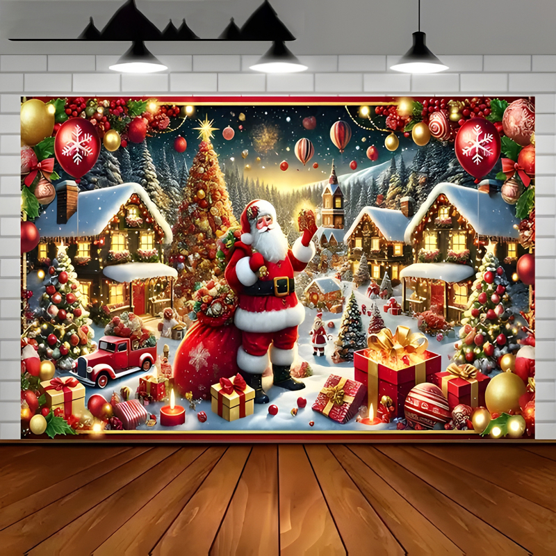 Jauns pārrobežu Ziemassvētku fons, Ziemassvētku rotājums, svētku ballīšu fons, terases rotājums