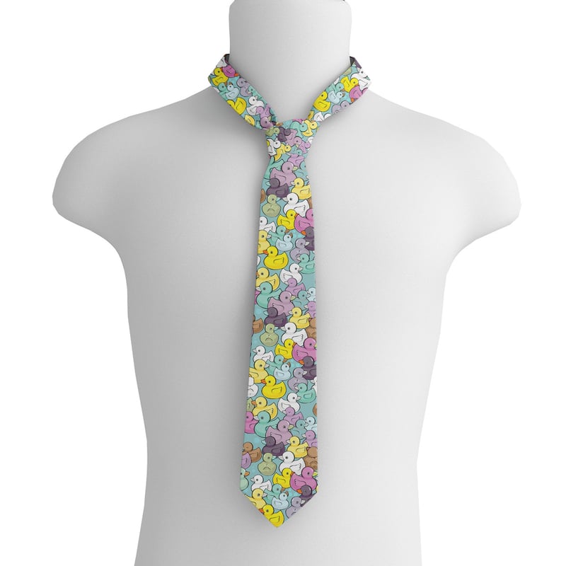 Cravată cu imprimeu de rață 8 cm, cravată formală business, cravată cu dungi la modă din poliester, stil unic pentru femei