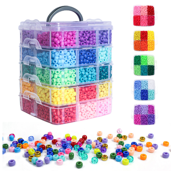 Χάντρες 9*6 χιλ. με διασυνοριακές πωλήσεις, κατασκευή παιδικών βραχιολιών DIY, πολύχρωμα χειροποίητα κοσμήματα με χάντρες, κουτί αξεσουάρ