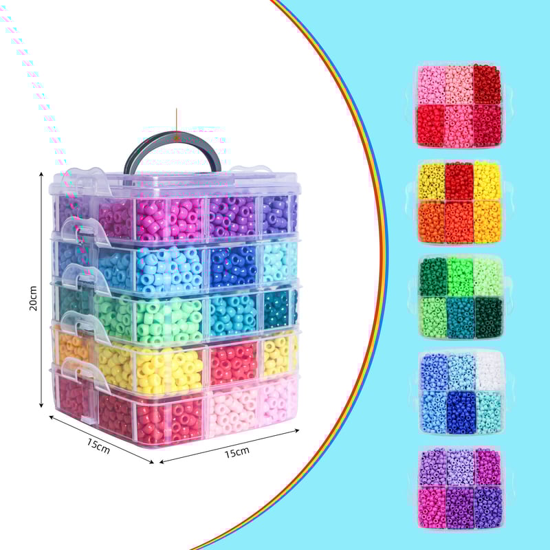 Χάντρες 9*6 χιλ. με διασυνοριακές πωλήσεις, κατασκευή παιδικών βραχιολιών DIY, πολύχρωμα χειροποίητα κοσμήματα με χάντρες, κουτί αξεσουάρ