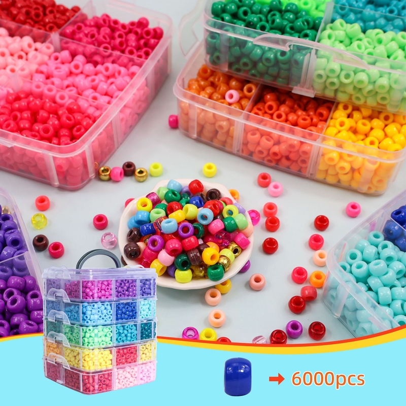 Χάντρες 9*6 χιλ. με διασυνοριακές πωλήσεις, κατασκευή παιδικών βραχιολιών DIY, πολύχρωμα χειροποίητα κοσμήματα με χάντρες, κουτί αξεσουάρ