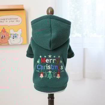 Απευθείας από το εργοστάσιο/Νέα σε απόθεμα Ρούχα κατοικίδιων για σκύλους και γάτες, Χριστουγεννιάτικες μπλούζες με κουκούλα και κουδούνι σε κόκκινο χρώμα